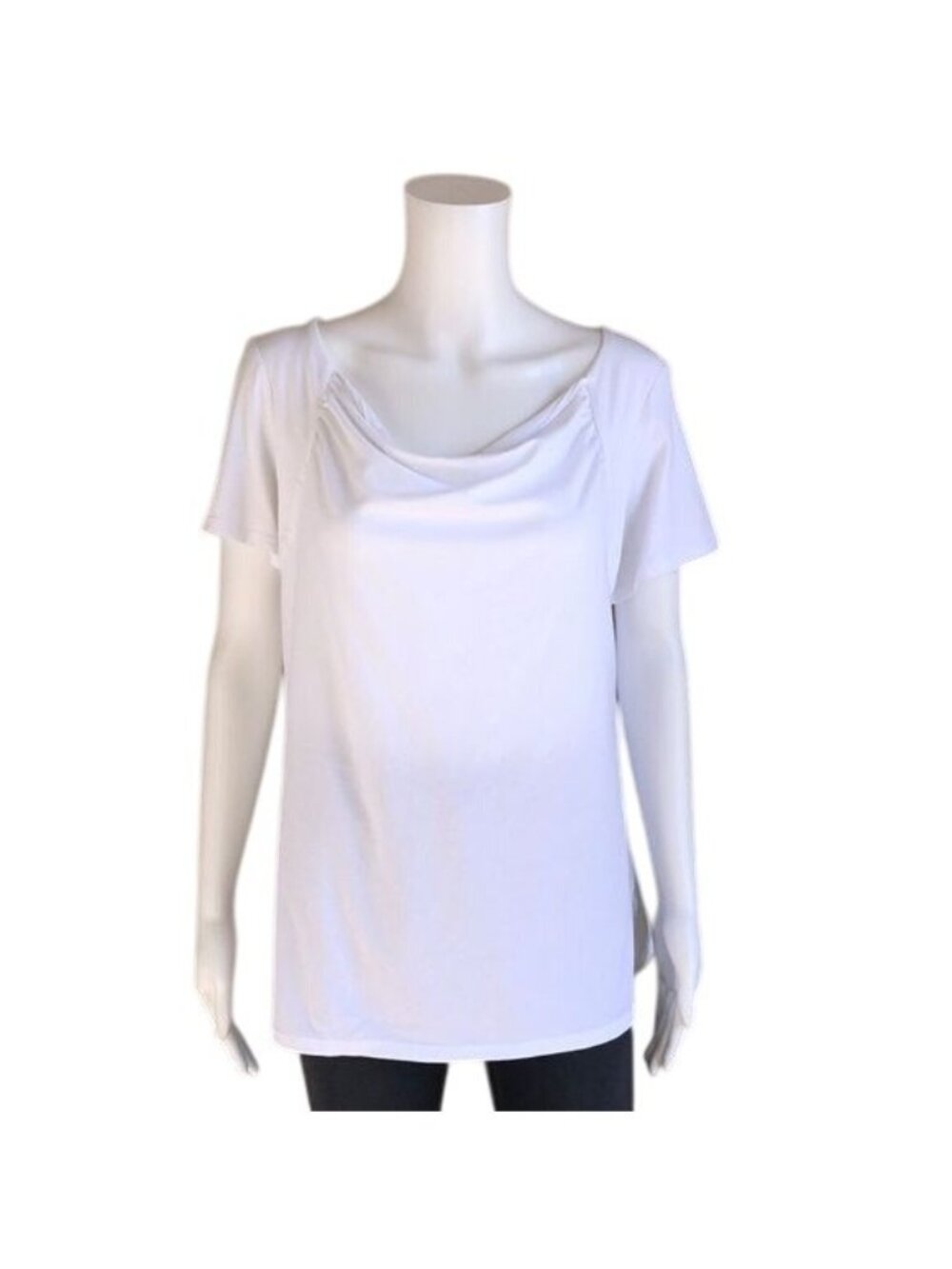 PENDLETON Draped and Ruched Neck Short Sleeve Tee - XL